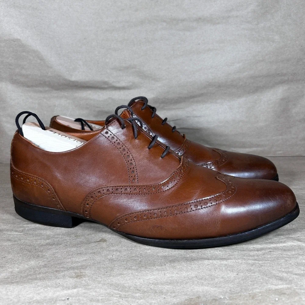 Wolf & Shepherd Men's Senna Oxford Size 12 Wingtip Broque Maple Honey Dress Shoe